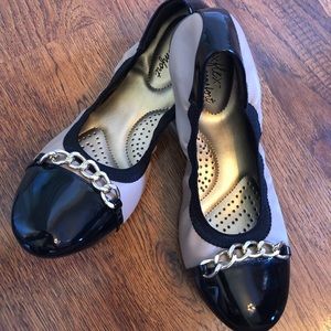 Black and Tan ballet flats